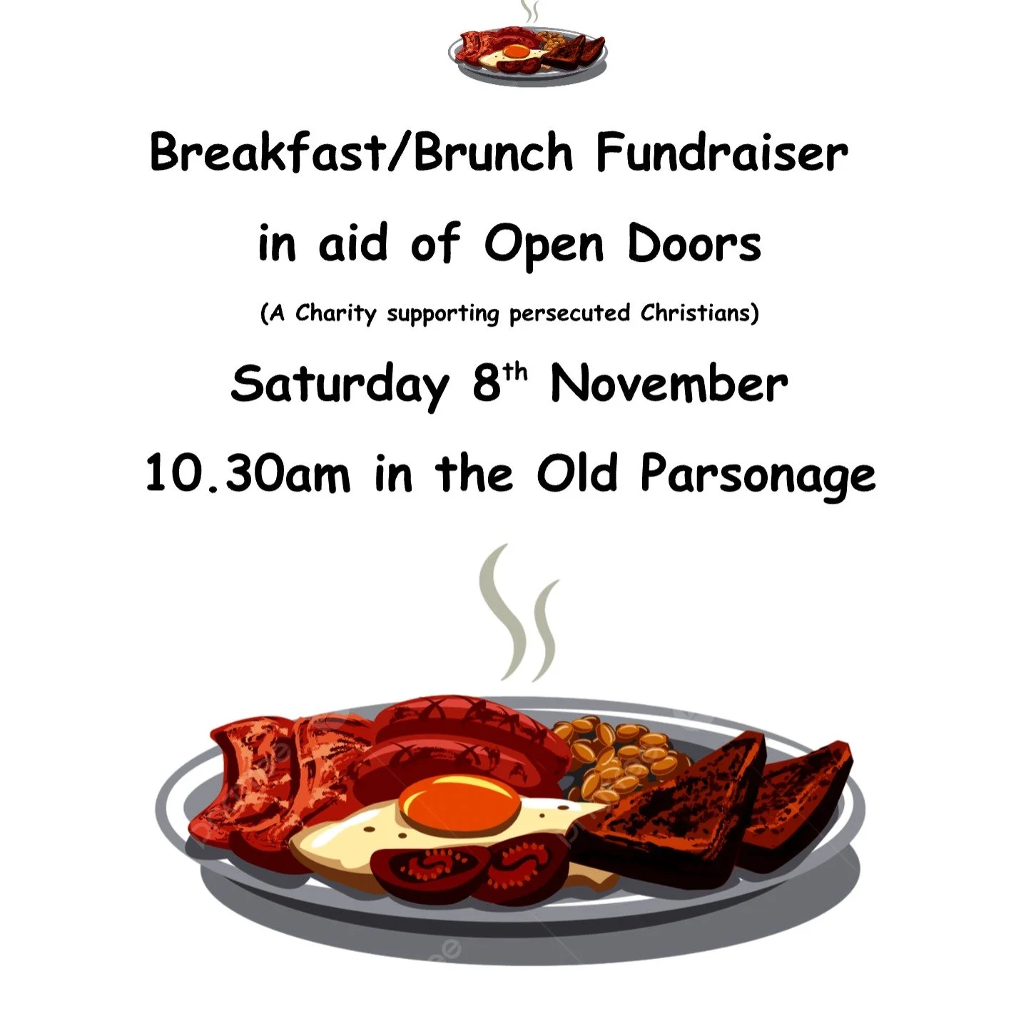 Last chance for signing up to the breakfast/brunch fundraiser: 
Booking essential. Please sign up on the sheet in the South Aisle space or telephone Elaine on E/B 01323 645225
(Suggested donation of &pound;8 please). Deadline Monday 3rd November

All
