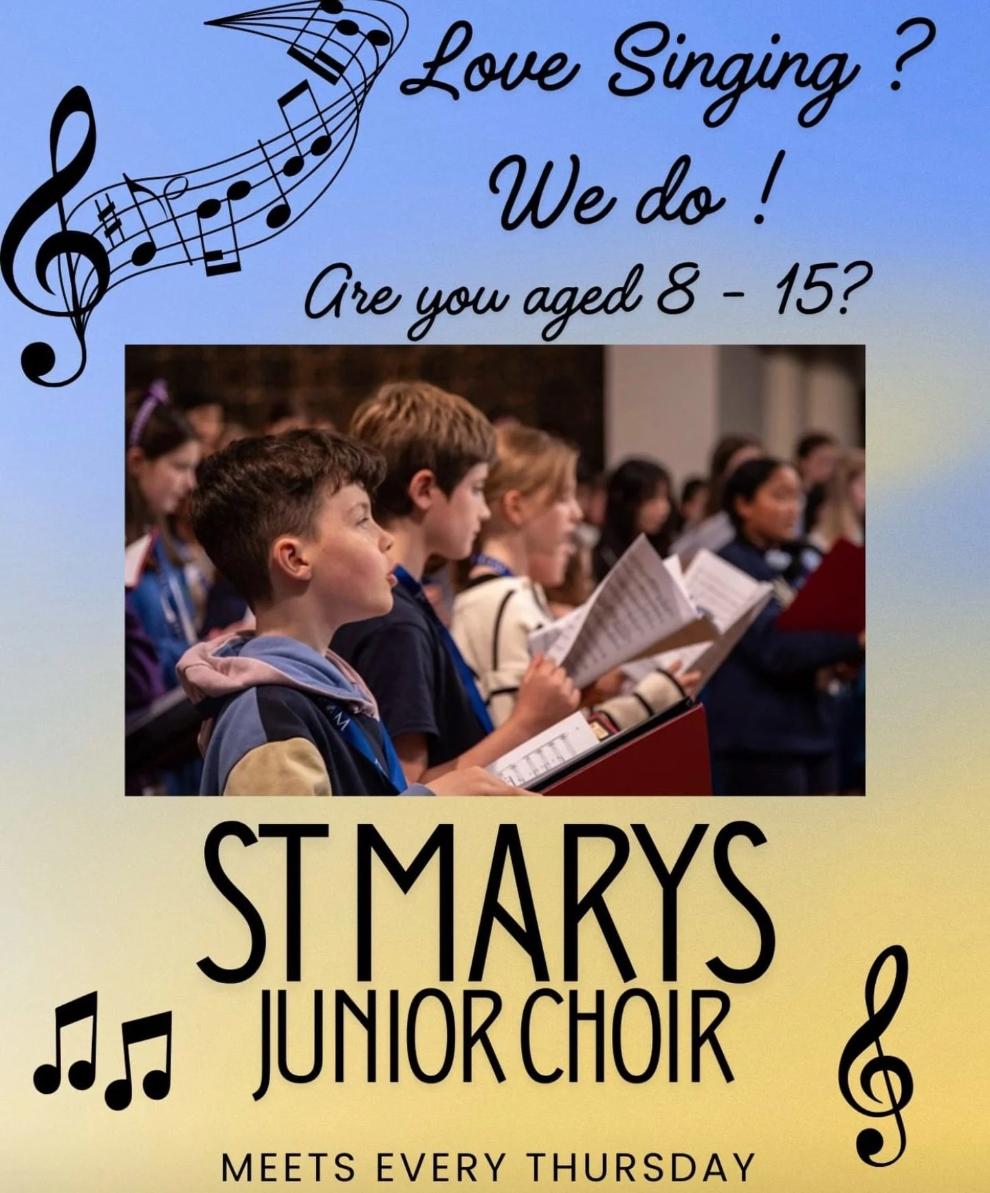 🎶 Do you love singing? 
🎶 Are you aged between 8-15? 

St Mary&rsquo;s Junior Choir is holding a &lsquo;come and try&rsquo; session from 6.45-7.15pm on Thursday 15th January in the Old Parsonage.

St Mary&rsquo;s Junior Choir is run by qualified mu