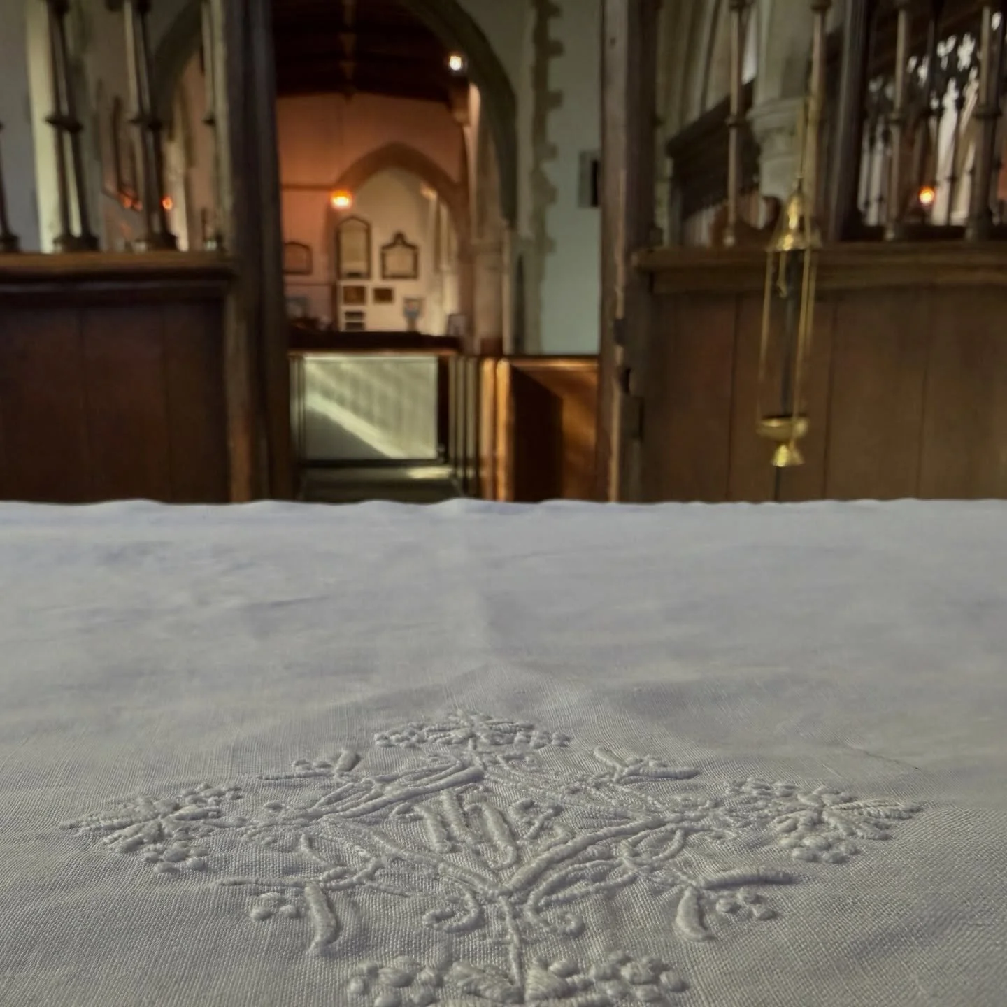 Hidden details. There are so many hidden acts of devotion and love within our parish churches and this is just one example. Look at the careful and exquisite embroidery on this altar cloth in the South Chapel, created with such care and love, rarely 