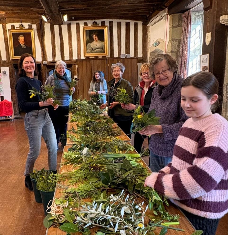 An industrious morning for members of the St Mary&rsquo;s MU. Posy production in the Old Parsonage! Thank you all very much 🌼