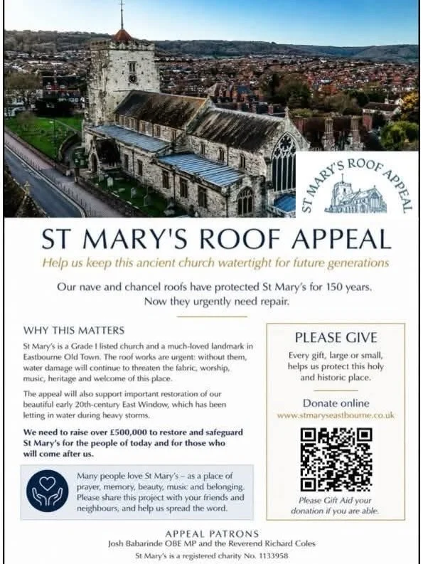 Our town&rsquo;s beautiful parish church needs a new roof! ☔️ 

The existing roof of St Mary&rsquo;s is 150yrs old and the increasing leaks mean it really is time to replace her. We are asking our whole town and community in Eastbourne to help us to 