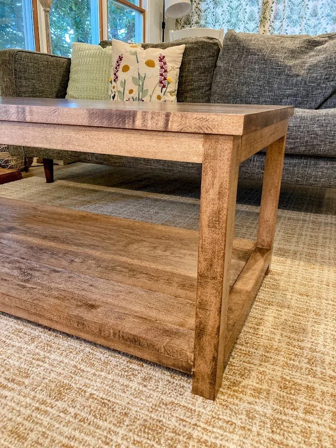 Rectangular coffee table, stained (side view)