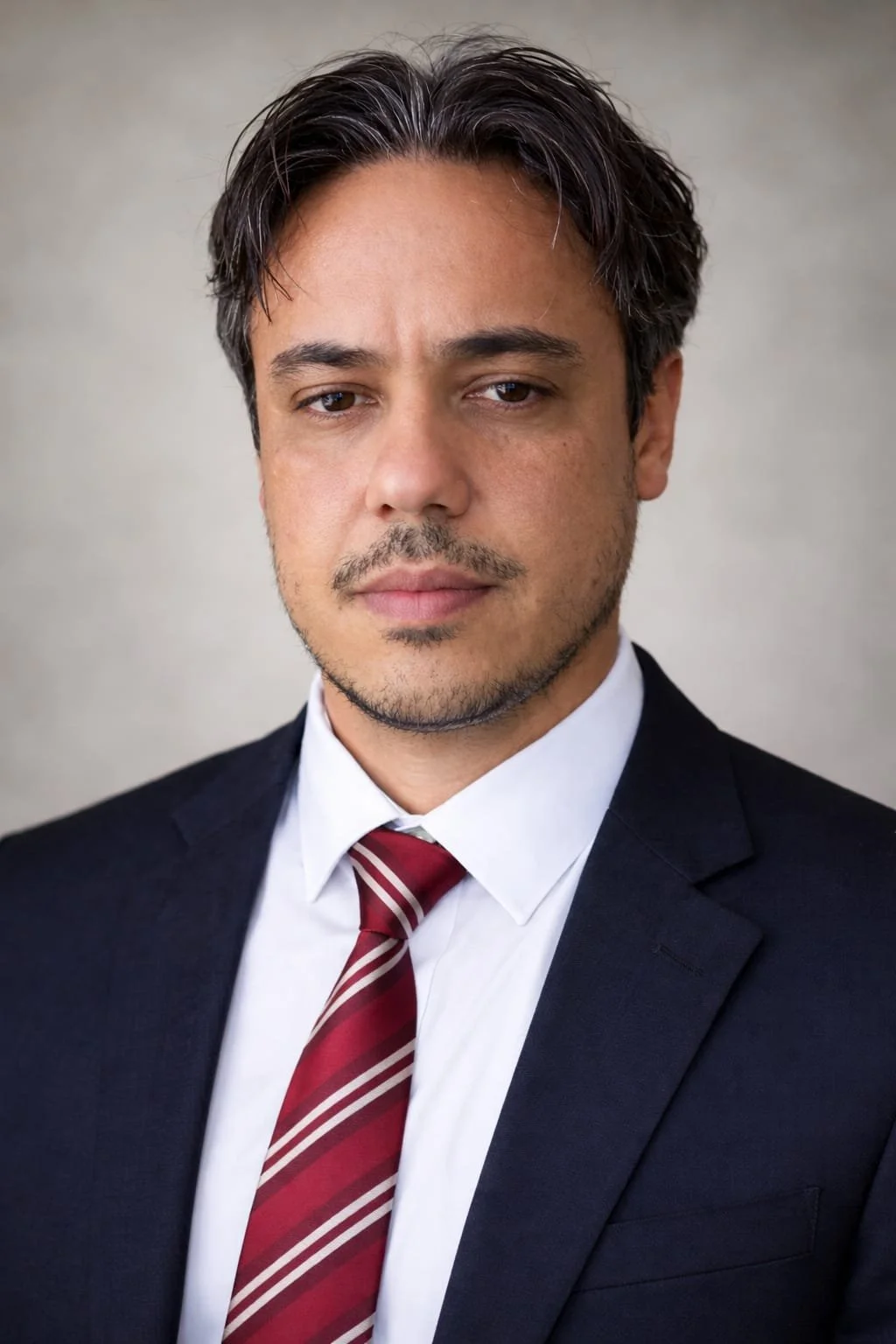 Homem sorridente com cabelo escuro em fundo roxo contendo texto 'Tech Play' e elementos gráficos de circuitos.