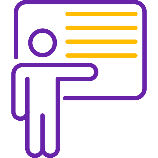 Icon of three graduates wearing caps and gowns in front of a school building.