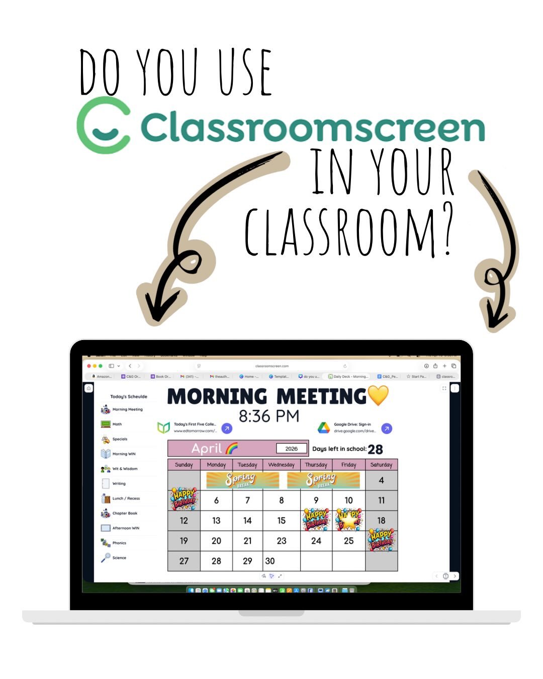 If you&rsquo;re tired of repeating directions all day&hellip; this helps 👏

@classroomscreen has been such a simple way to:
✔ keep students on track 
✔ build independence 
✔ make transitions smoother 

Do you use this already??

Save this so you don