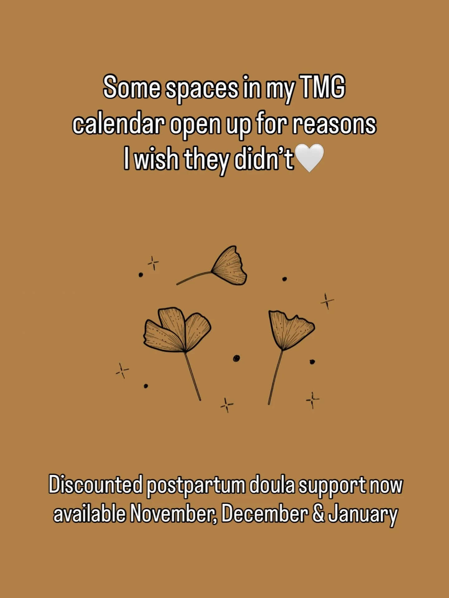 I&rsquo;ve had a few postpartum doula spaces become available for November, December &amp; January.

Rather than leave those spaces open, I&rsquo;d love to offer them to families who may need a little extra support during their fourth trimester. 

Fo