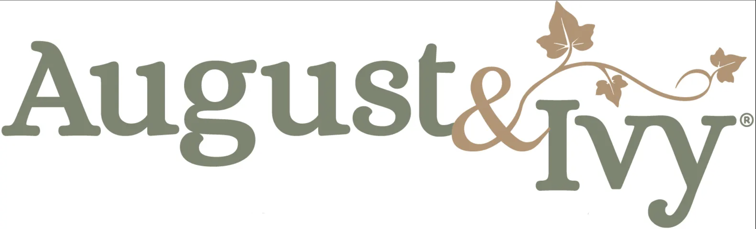 August & Ivy logo with green and brown text, featuring a vine with leaves.