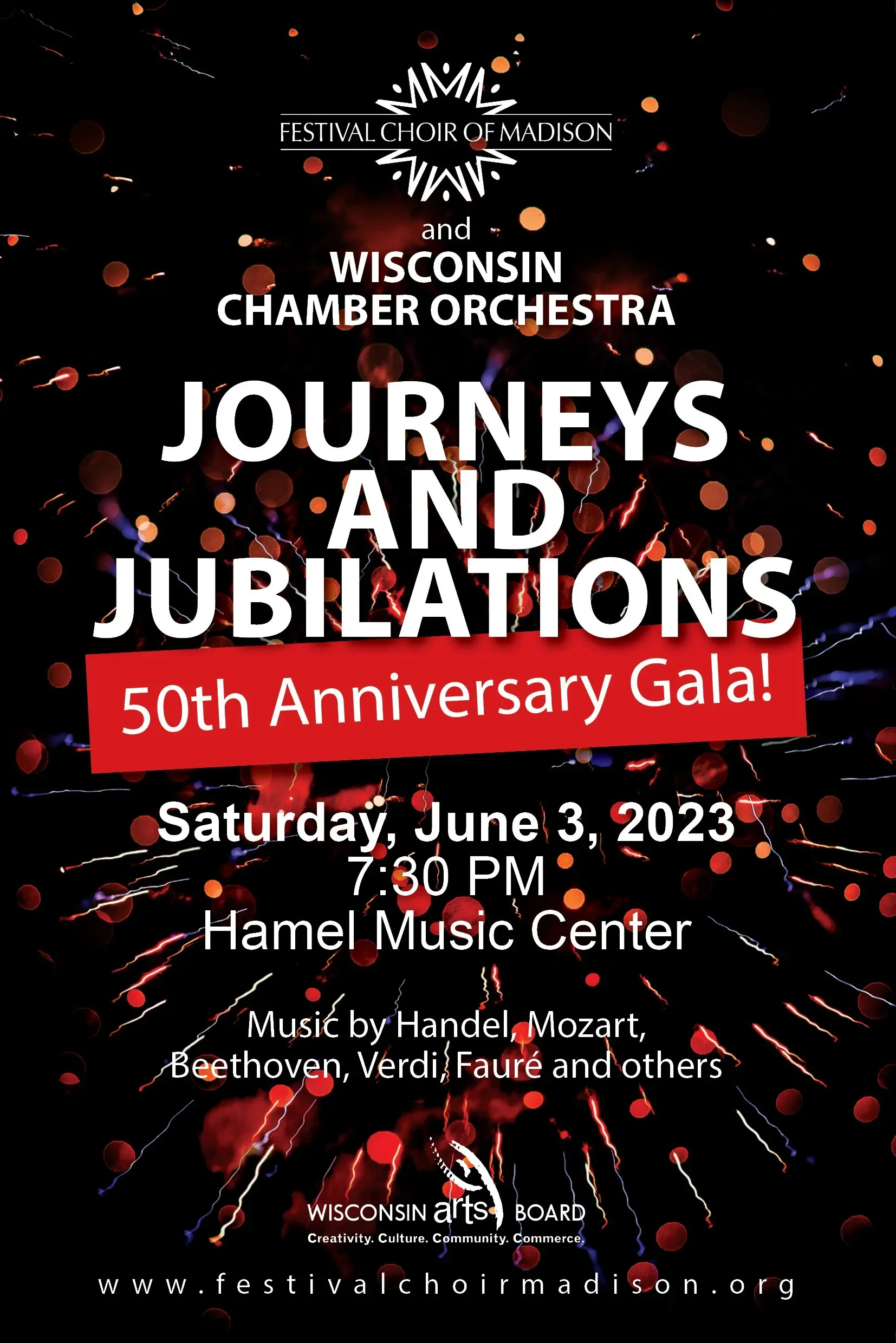 Journeys and Jubilations - 50th Anniversary Gala
The Festival Choir performed choral-orchestral masterworks in the University of Wisconsin-Madison’s Hamel Music Center with the Wisconsin Chamber Orchestra.
Händel - Zadok the Priest
Beethoven