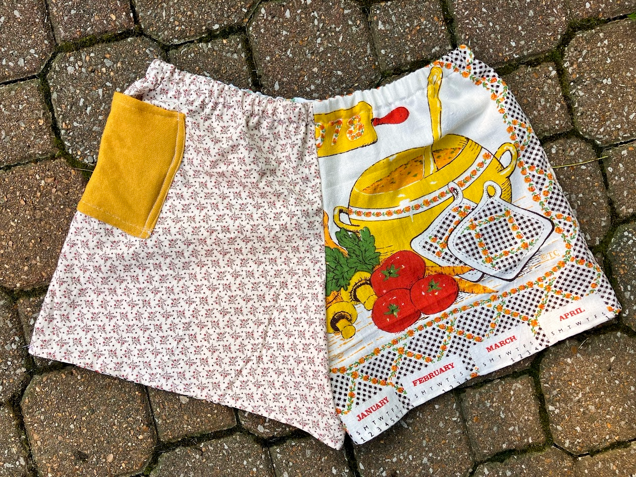 Upcycled Shorts - Yellow/Brown - Size M/L