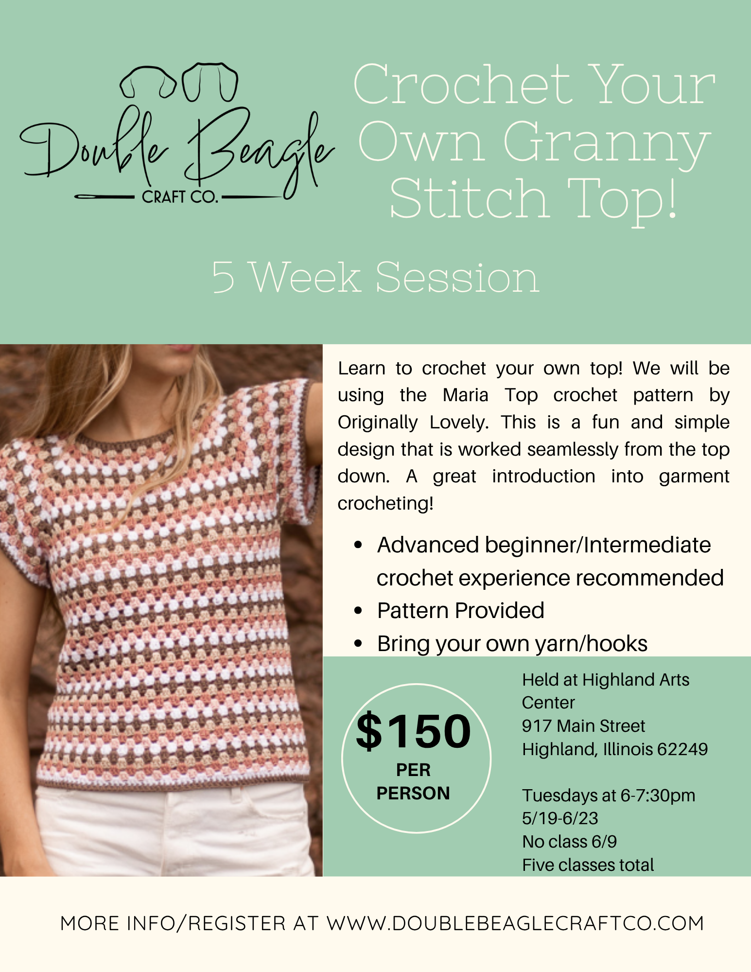 Crochet Your Own Granny Stitch Top! 5 Week Session