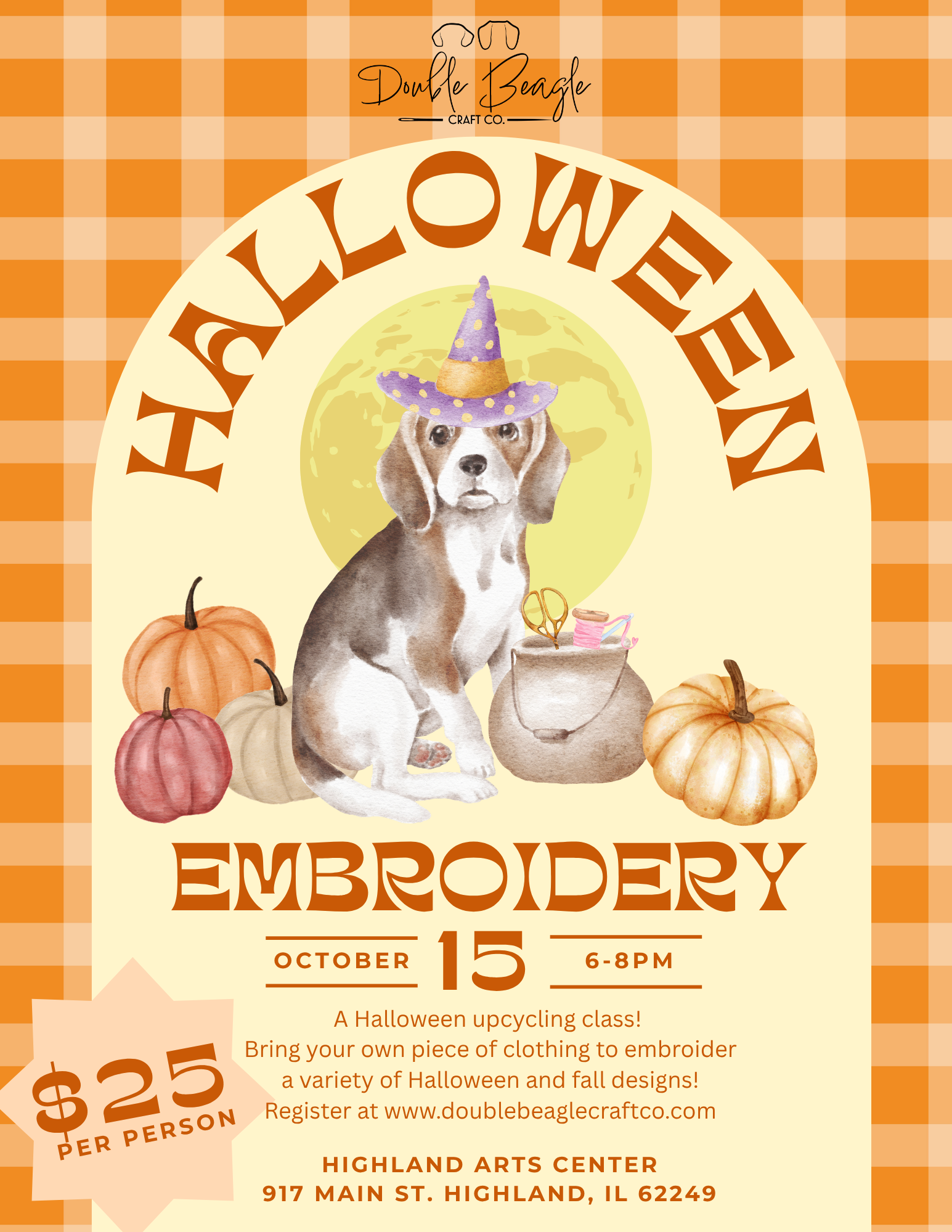 Halloween Embroidery Class at Highland Arts Center