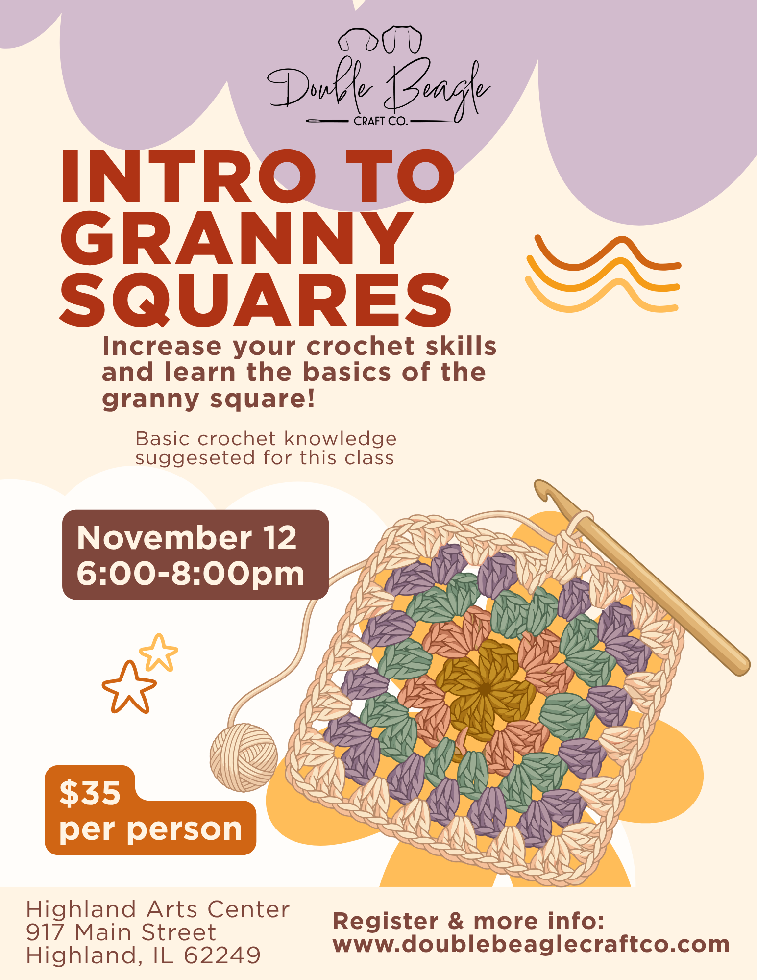 Intro to Granny Squares  Class at Highland Arts Center