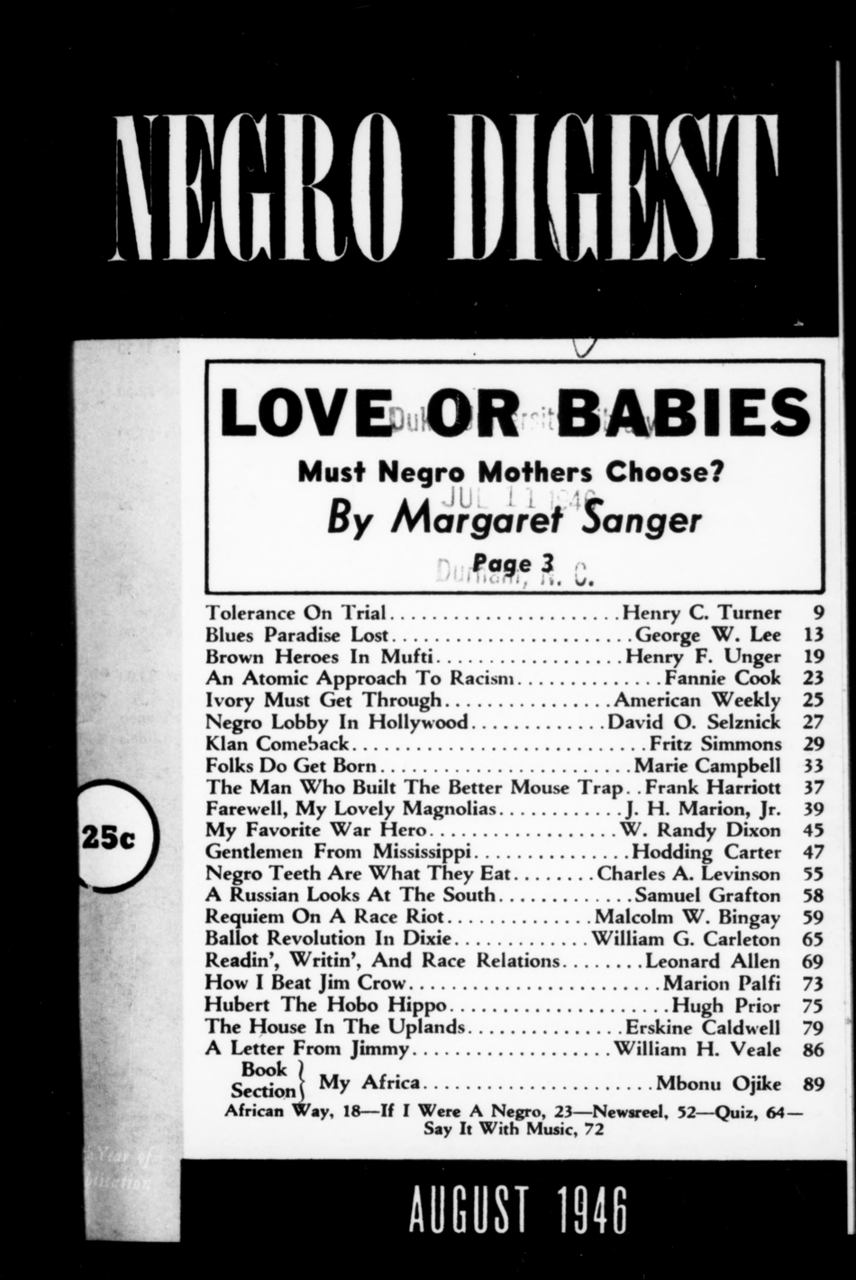 Negro Digest/Black World, August 1946