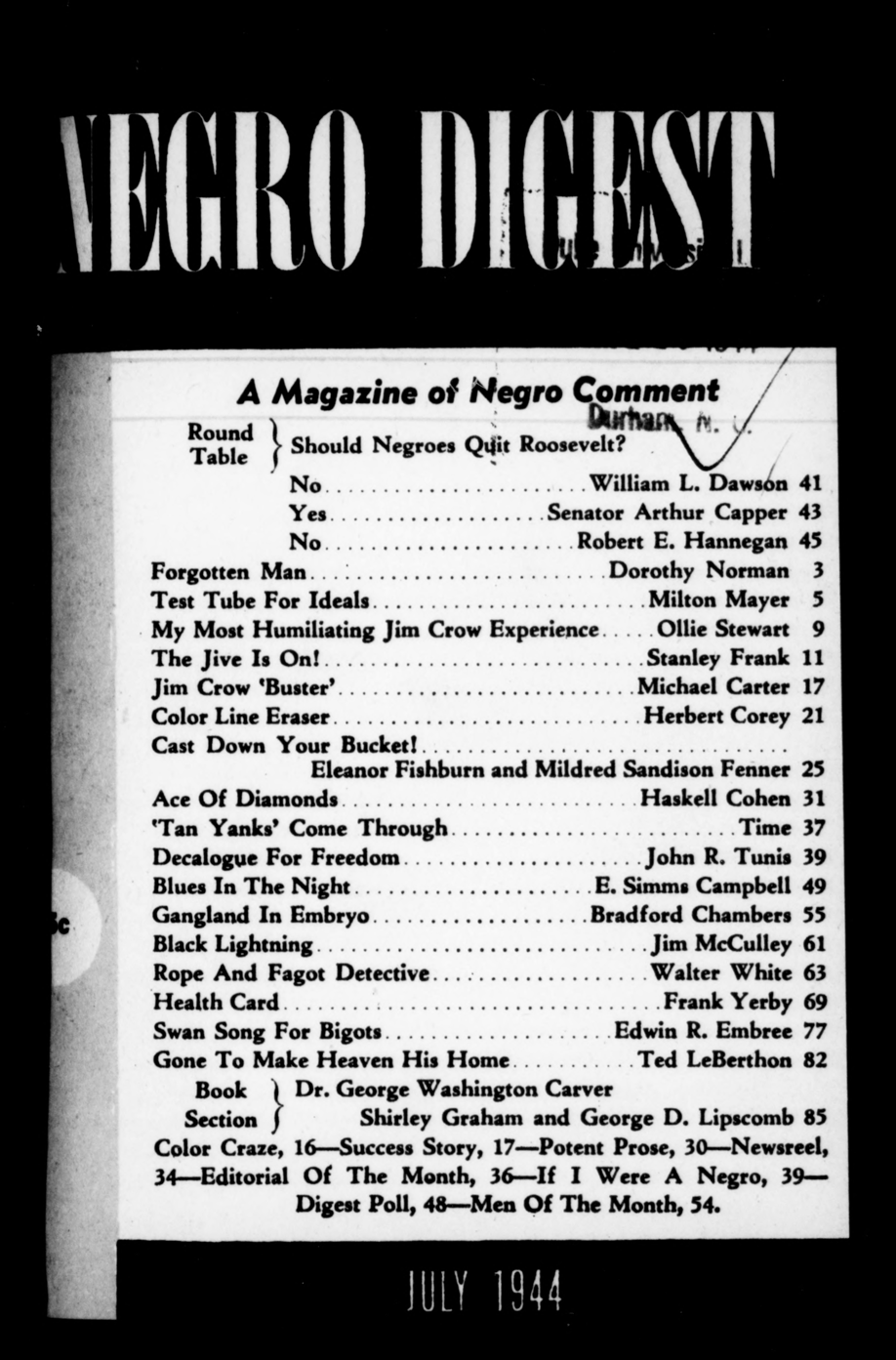 Negro Digest/Black World, July 1944