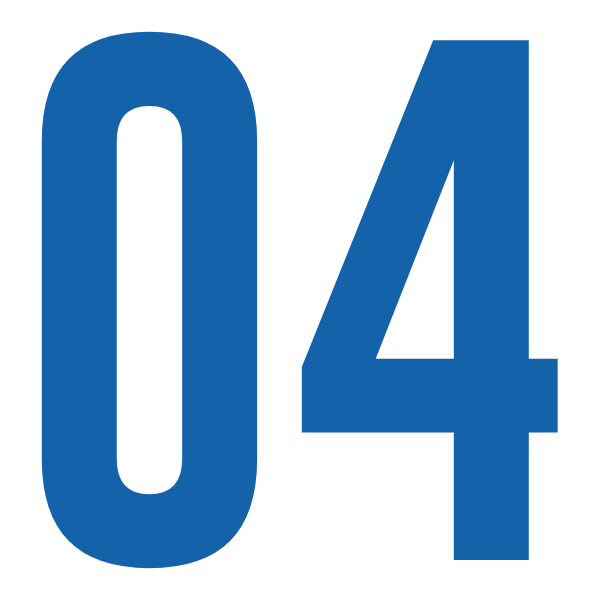Number 04 in blue displayed on a black background.