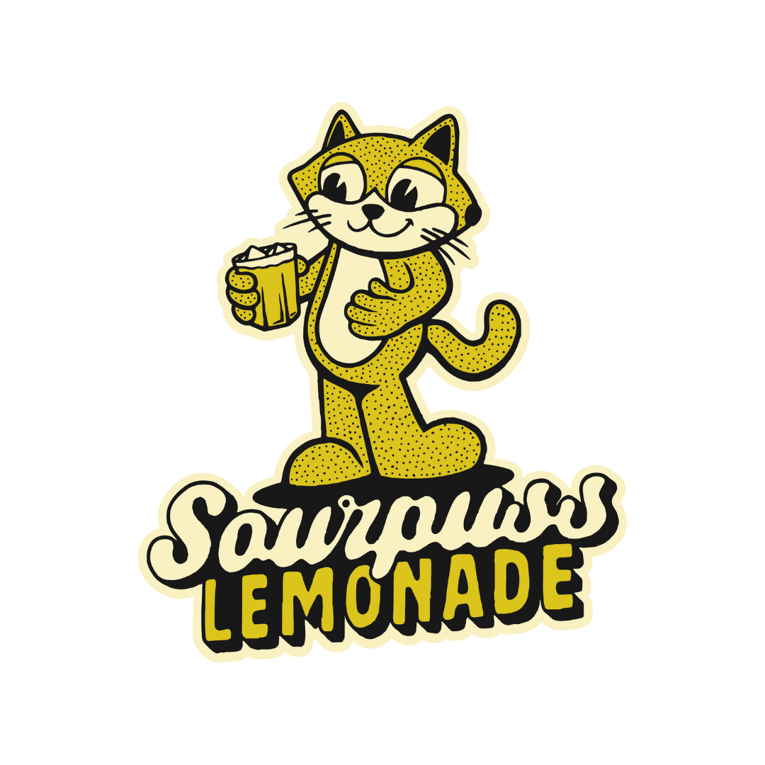 A cartoon illustration of a smiling tiger holding a glass of lemonade, with the words "Savannah's Lemonade" written below.