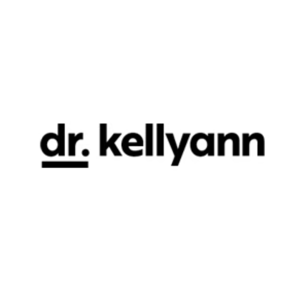 Black text on a white background reads 'dr. kellyann' with a black underline beneath 'dr.'