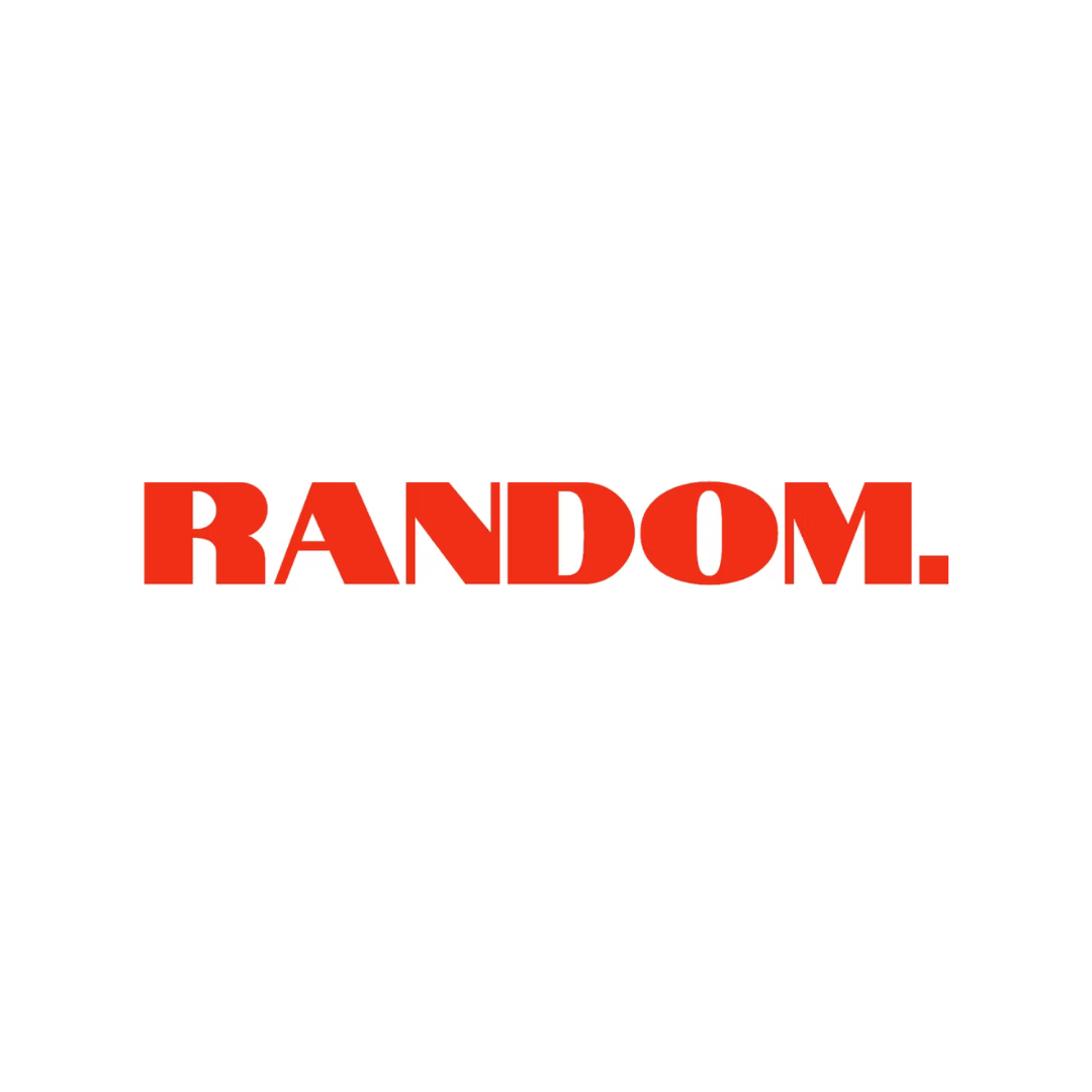 Red text on a white background that reads "RANDOM."