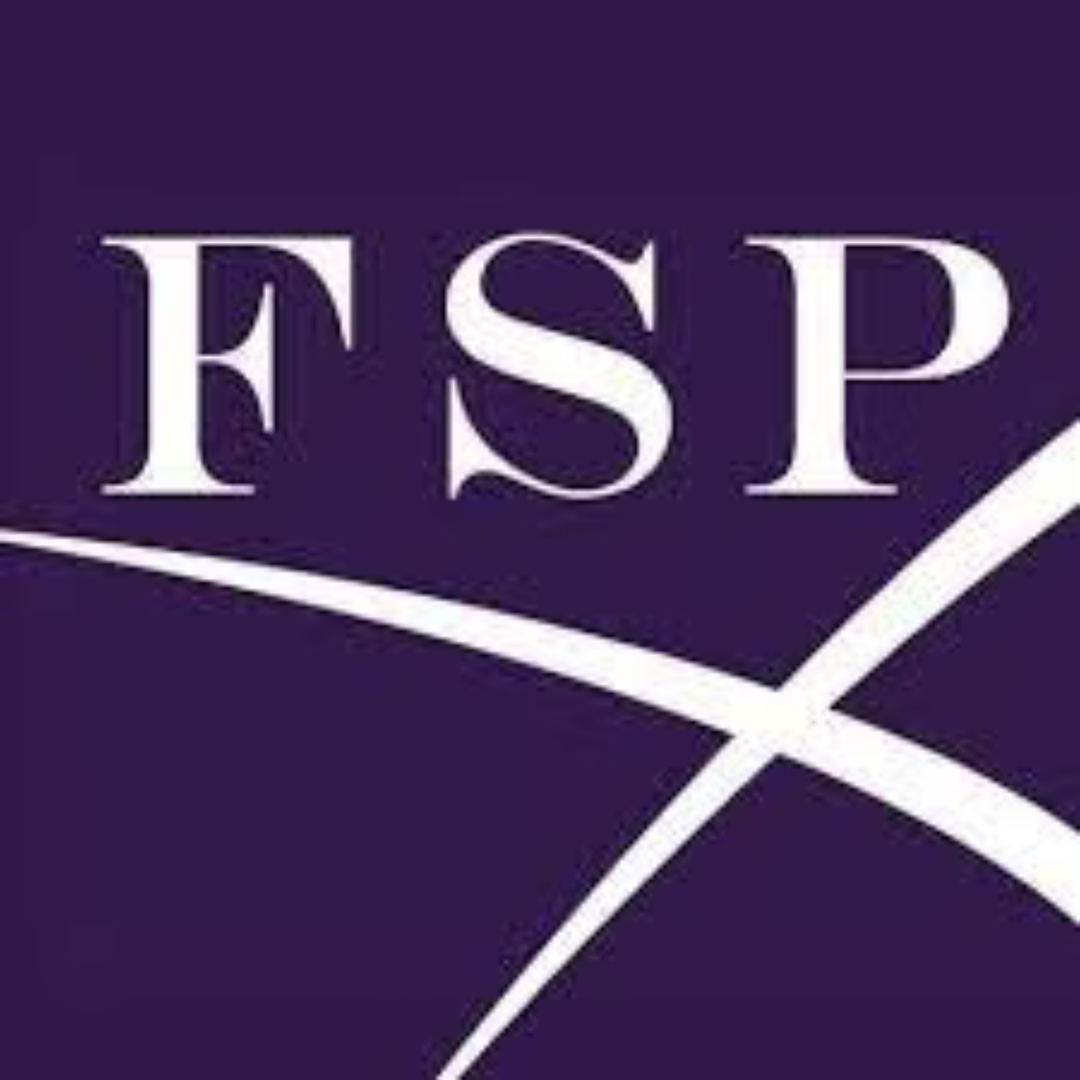 Close-up of a logo with the word 'FSEP' on a dark purple background, featuring white intersecting lines.