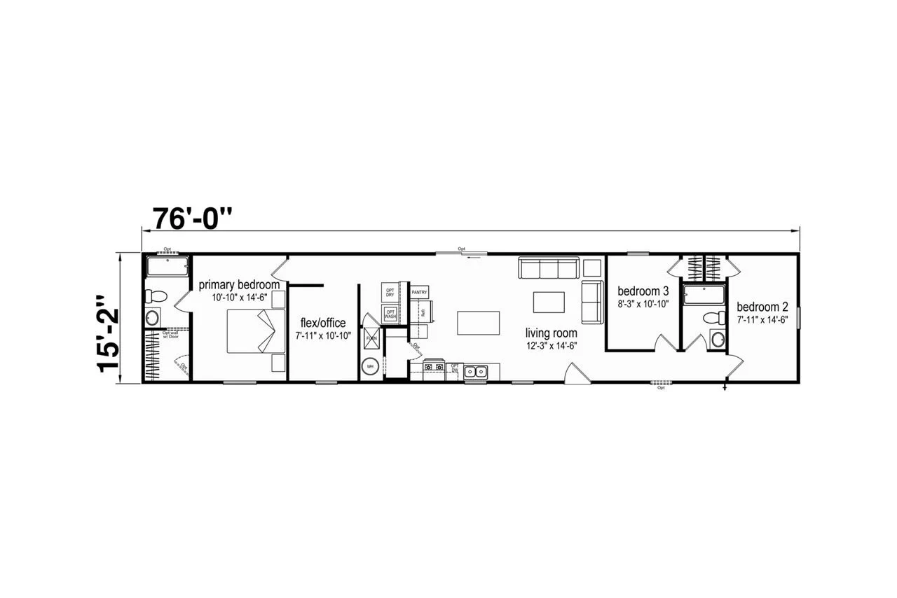 The Cumberland, 3 bedroom 2 bath manufactured home at Mid Mo Home Center