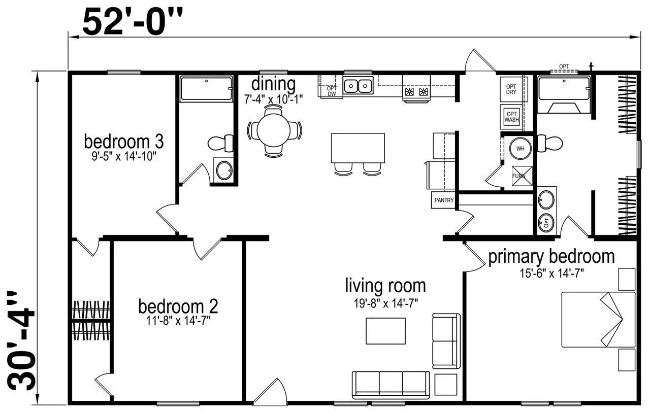 The Carlisle, 3 bedroom 2 bath manufactured home at Mid Mo Home Center