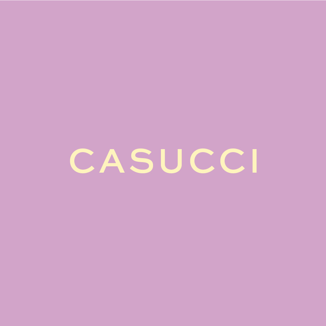 A purple background with the word 'CASUCCI' in light yellow text in the center.