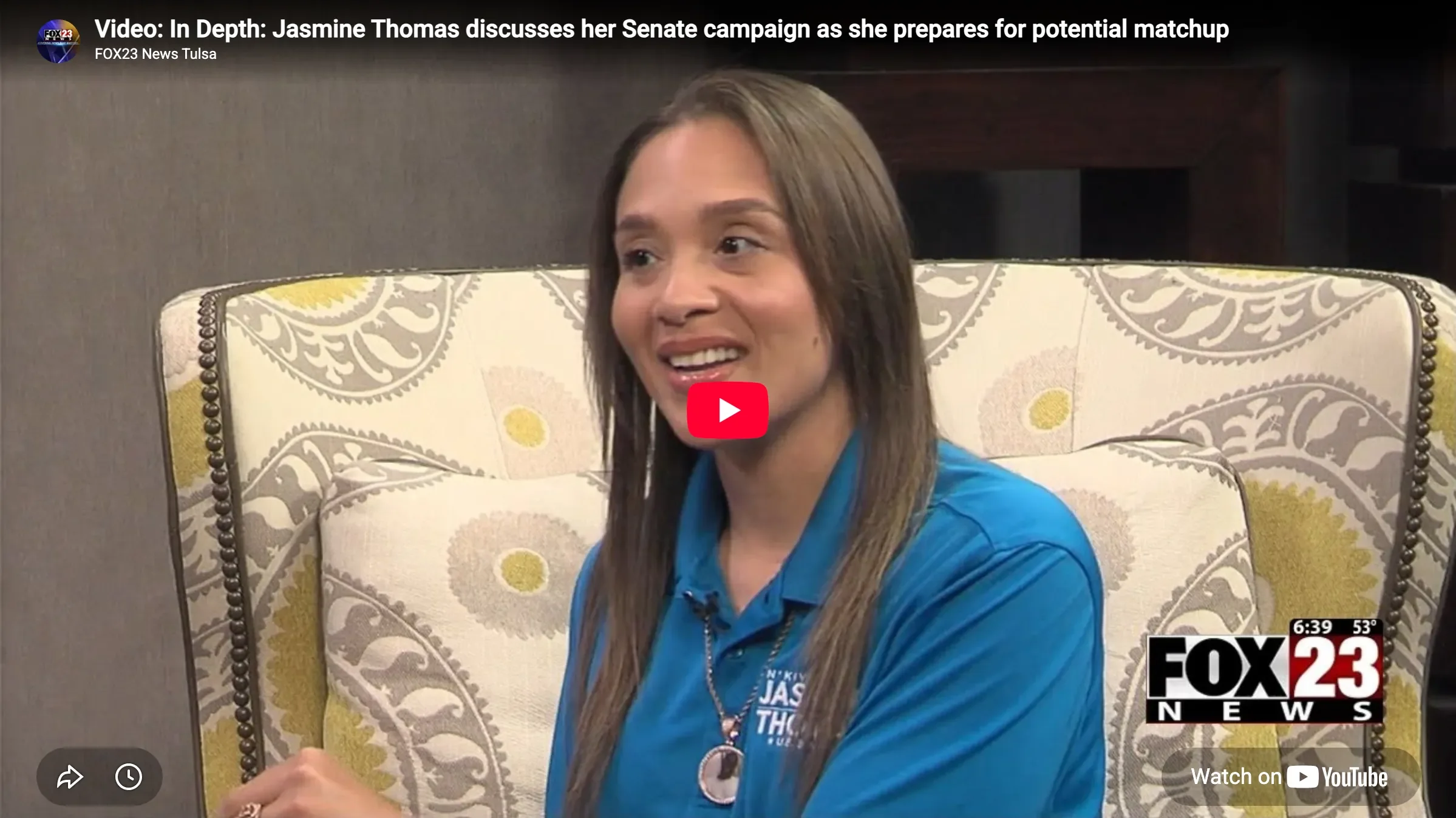 fox23 news tulsa: “Video: In Depth: Jasmine Thomas discusses her Senate campaign as she prepares for potential matchup”
