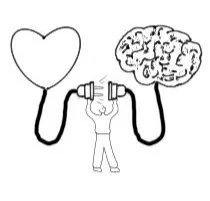 Illustration eines Menschen zwischen Herz und Verstand als Symbol für innere Balance und Verbindung - Meditation "Der Drache deiner Ahnen" von Sem T. Nova