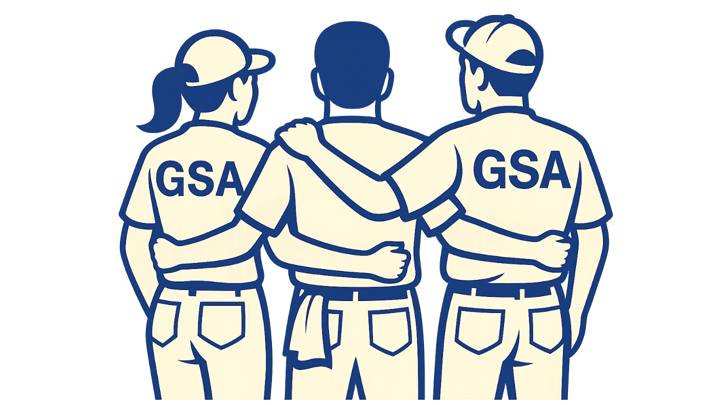 Illustration eines GSA-Teams mit drei Mitarbeitern