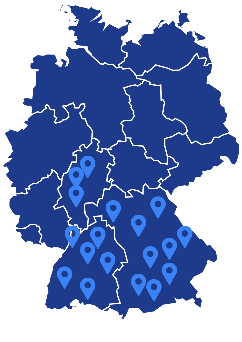 Karte von Deutschland mit allen GSA-Standorten