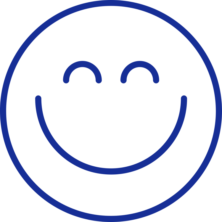 Icon eines lächelnden Gesichts als Symbol für Kundenzufriedenheit