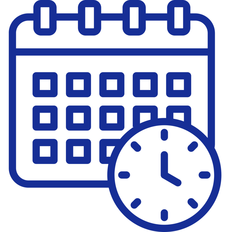 Icon eines Kalenders mit Uhr für Terminplanung und Pünktlichkeit