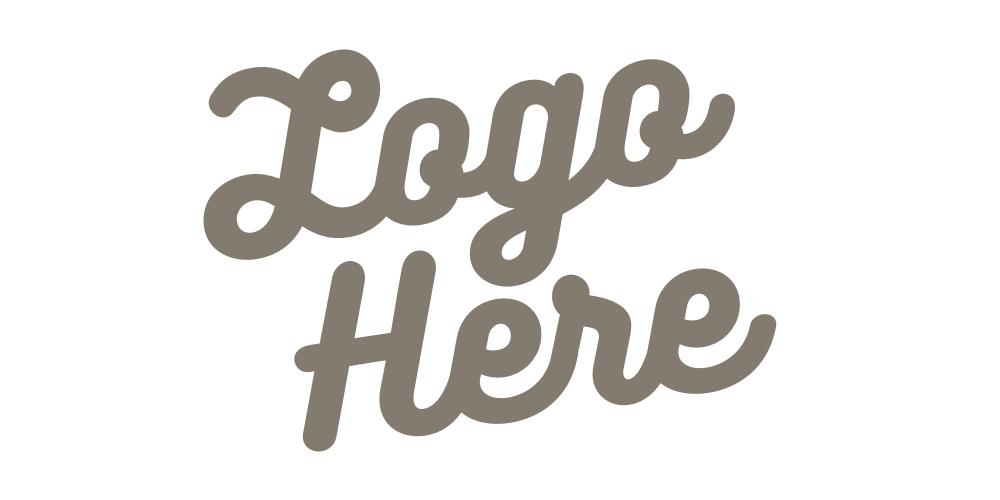 Placeholder for custom text, reading "Logo Here" in gray script font