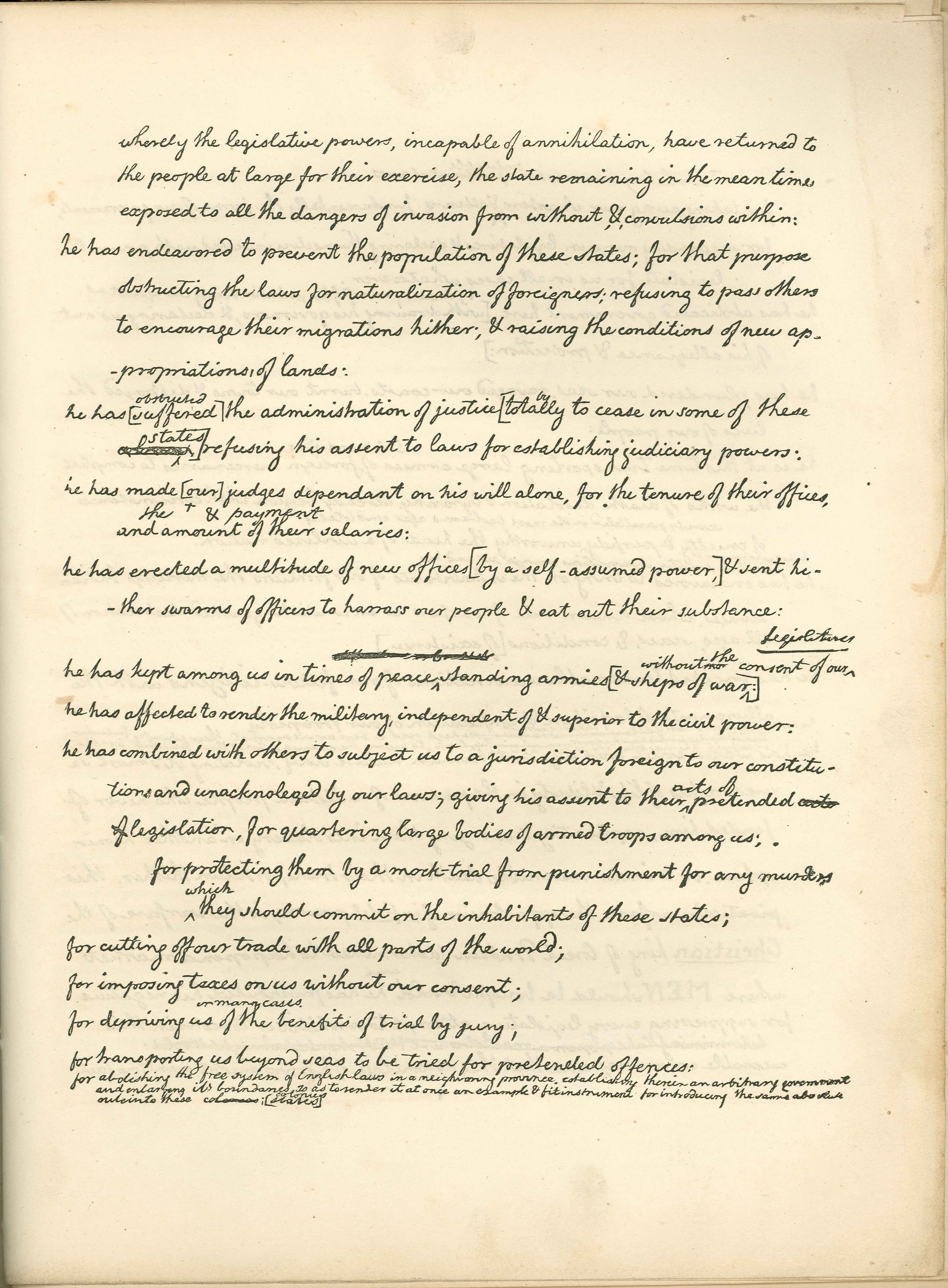 Declaration of Independence Rough Draft Page 3