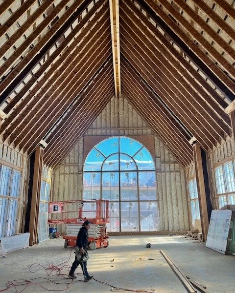 Long overdue progress pics!

1. Chapel ceiling coming together, with our brick crews almost wrapped up on the venue.
2. Detail work complete on bridal suite chimney. Stone lintels coming in shortly on bridal suite windows.
3. Coffered ballroom ceilin