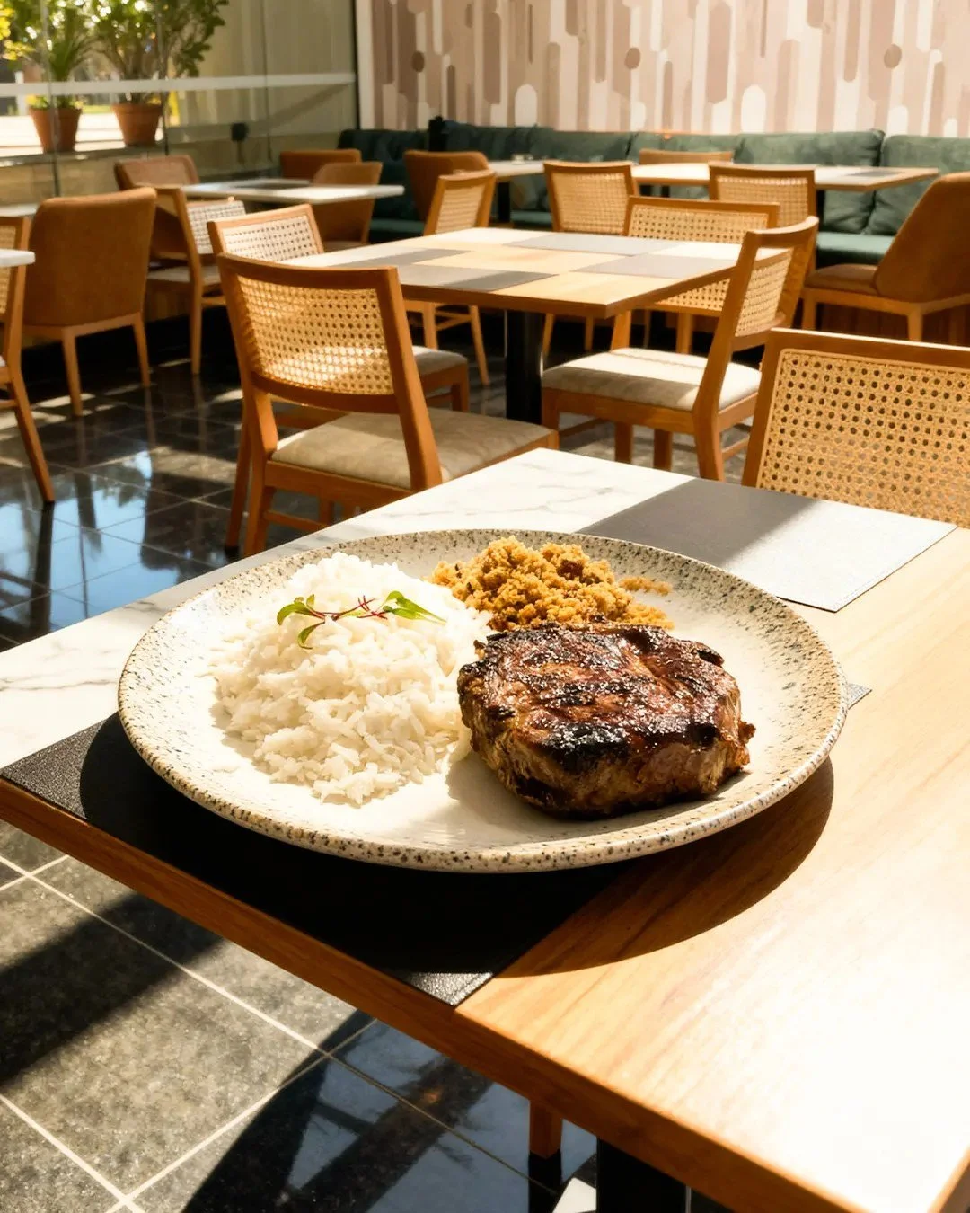 Sabor que chega antes mesmo da primeira garfada.

Nosso bife ancho grelhado, servido com o risoto alla milanese, &eacute; aquele prato que envolve, perfuma e conquista &mdash; perfeito para transformar qualquer almo&ccedil;o em um momento de pausa de