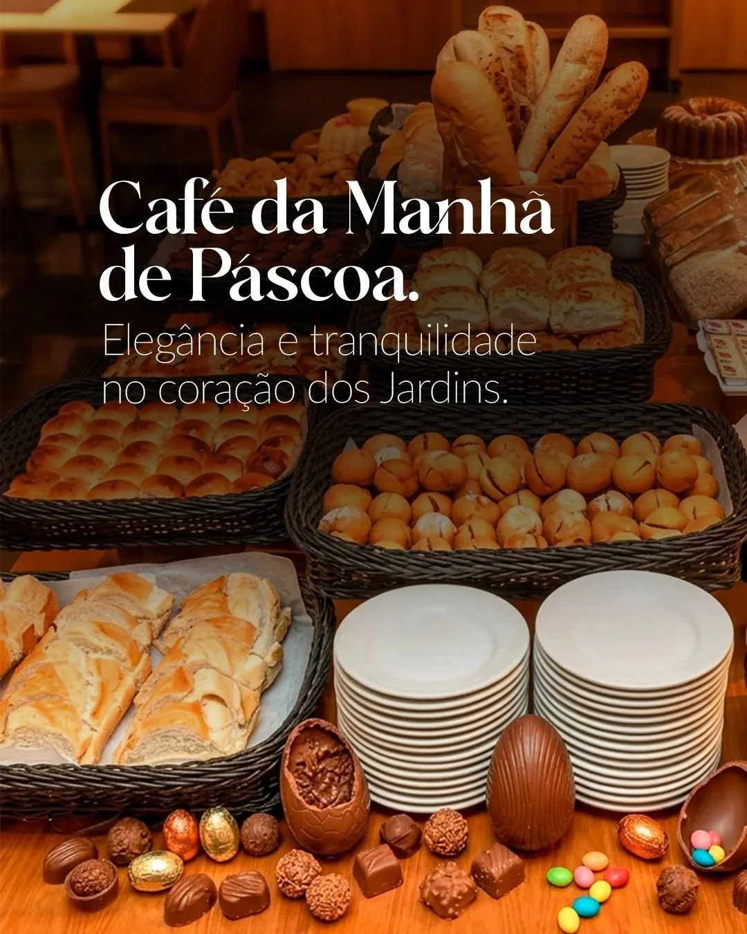O domingo de P&aacute;scoa tem um ritmo diferente nos Jardins. Uma manh&atilde; que pede mais tempo &agrave; mesa, boas escolhas e aten&ccedil;&atilde;o aos detalhes.

Para o dia 05/04, teremos um caf&eacute; da manh&atilde; de P&aacute;scoa especial