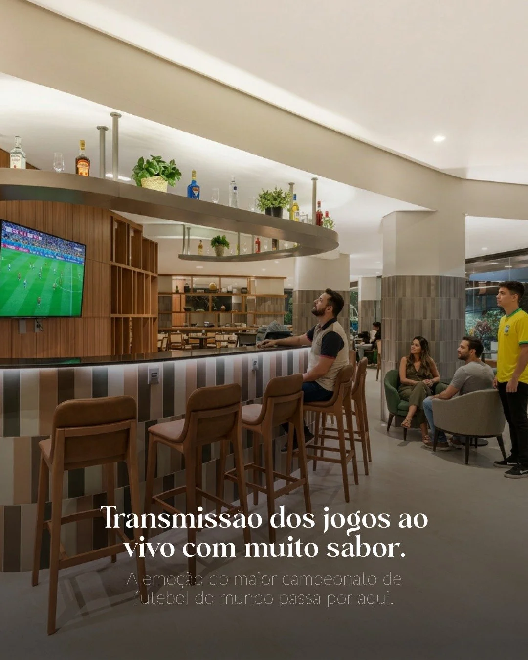 Acompanhe as partidas com total tranquilidade. No bar do nosso restaurante, voc&ecirc; assiste a cada lance da competi&ccedil;&atilde;o desfrutando de uma atmosfera charmosa e drinks selecionados.

Venha torcer em um ambiente calmo e acolhedor!