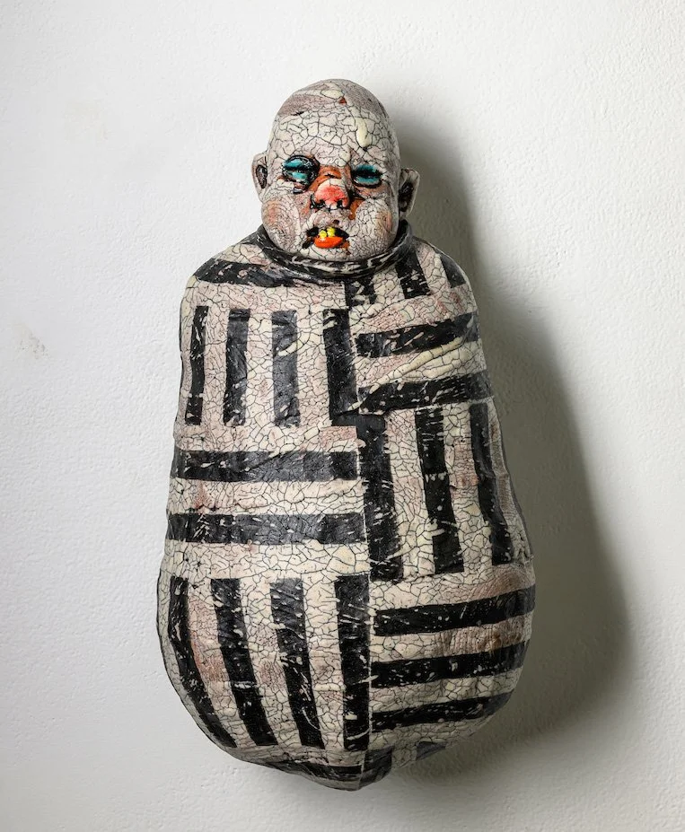 Black Patterned Bundle, Ceramic, 18 x 10 x 8, 2023-24