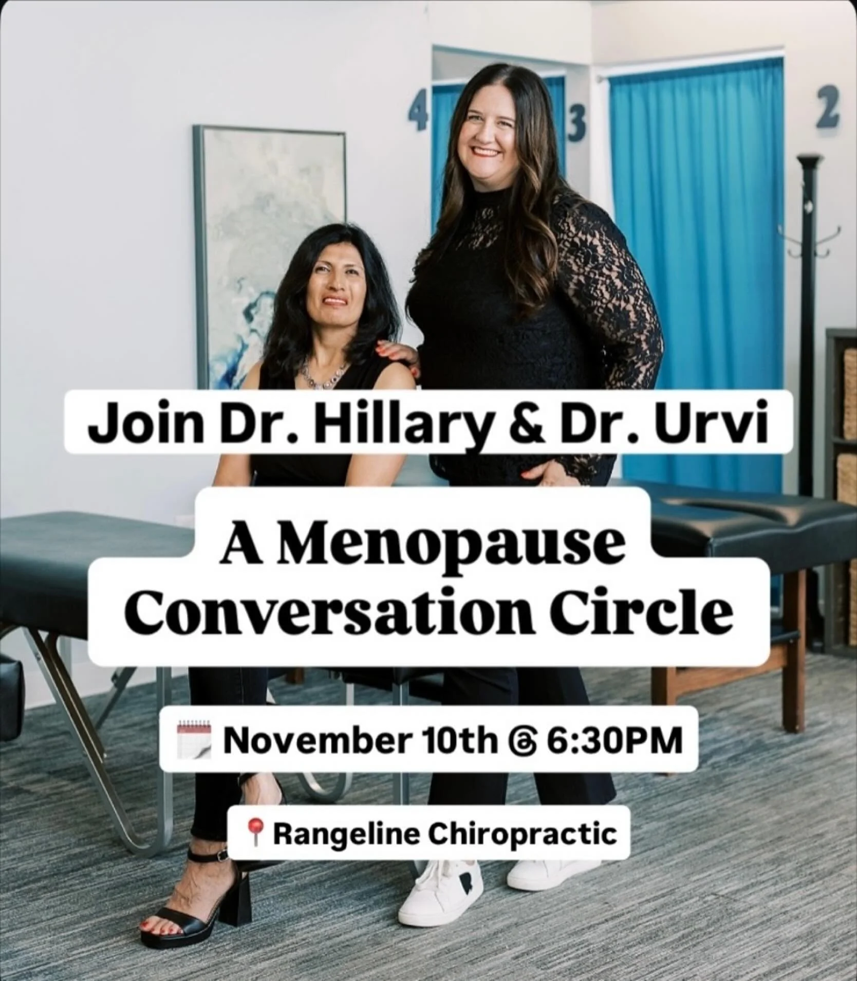 💕 Feeling the heat? You&rsquo;re not alone! 
⠀⠀⠀⠀⠀⠀⠀⠀⠀
Join Dr. Hillary and Dr. Urvi for Hot Topic: A Menopause Conversation Circle at Rangeline Chiropractic, a relaxed and supportive space for women to connect, laugh, and learn together.
⠀⠀⠀⠀⠀⠀⠀⠀⠀
