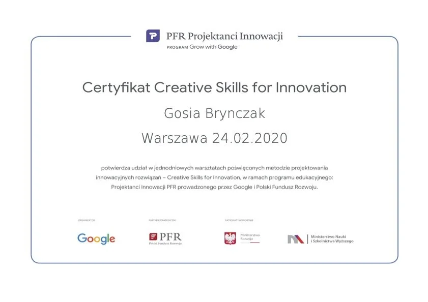 Creative Skills for Innovation Certificate