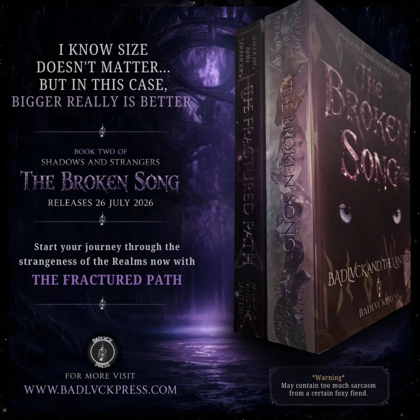 Some stories get longer.
Some stories get stranger.
The Broken Song is almost here, and yes... it's noticeably bigger than The Fractured Path. 😅
The journey continues on 26 July 2026, but if you've not stepped into the Realms yet, now's the perfect 