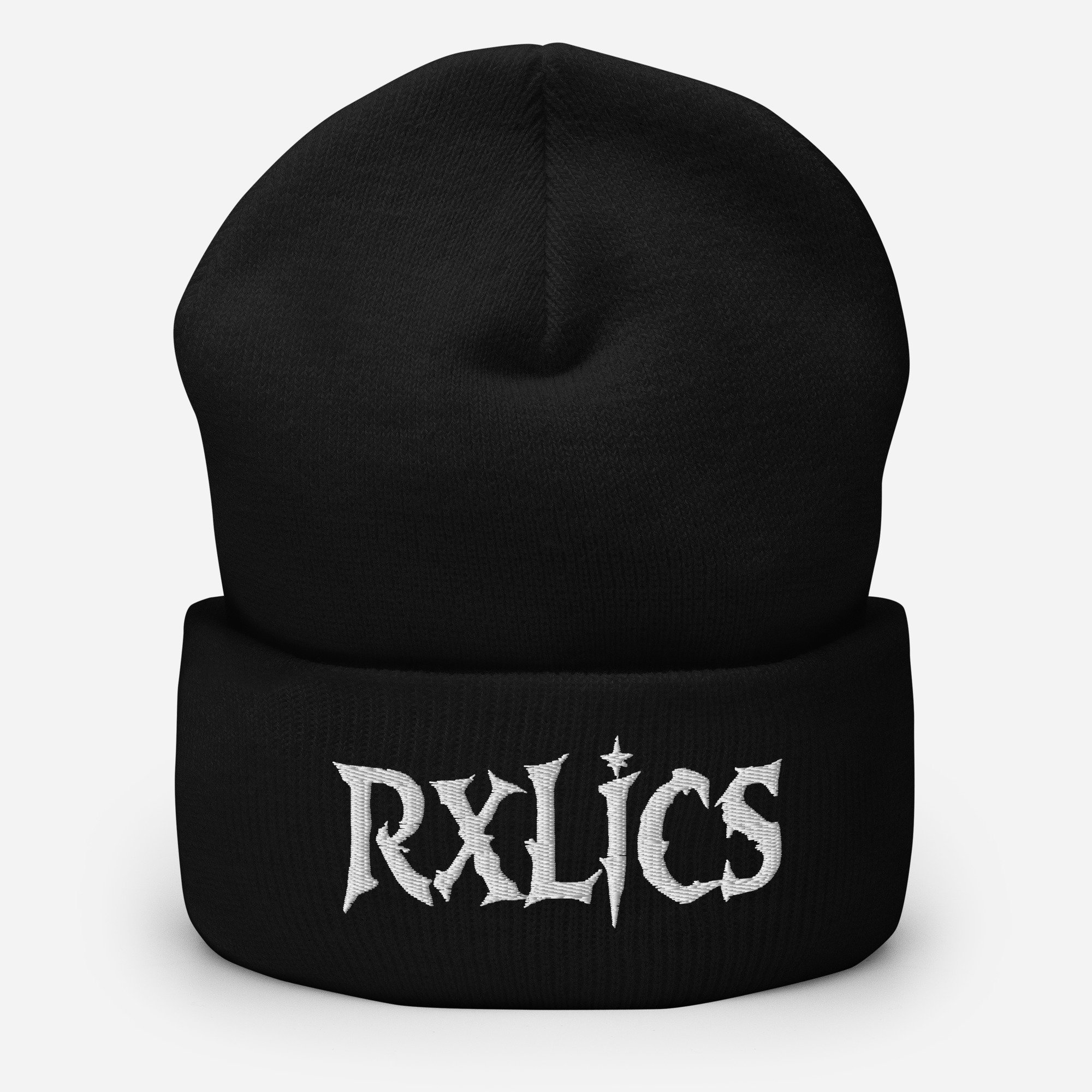 RXLICS // Logo Cuffed Premium Black Knit Beanie | Fantasy Streetwear