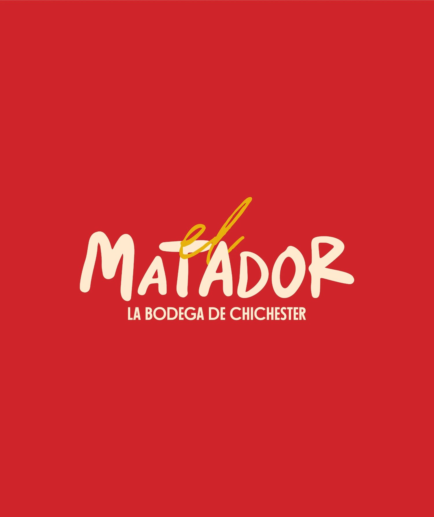 Red background with text 'el MATADOR' in large white letters, and a subtitle 'LA Bodega DE CHICHESTER' in smaller white letters.