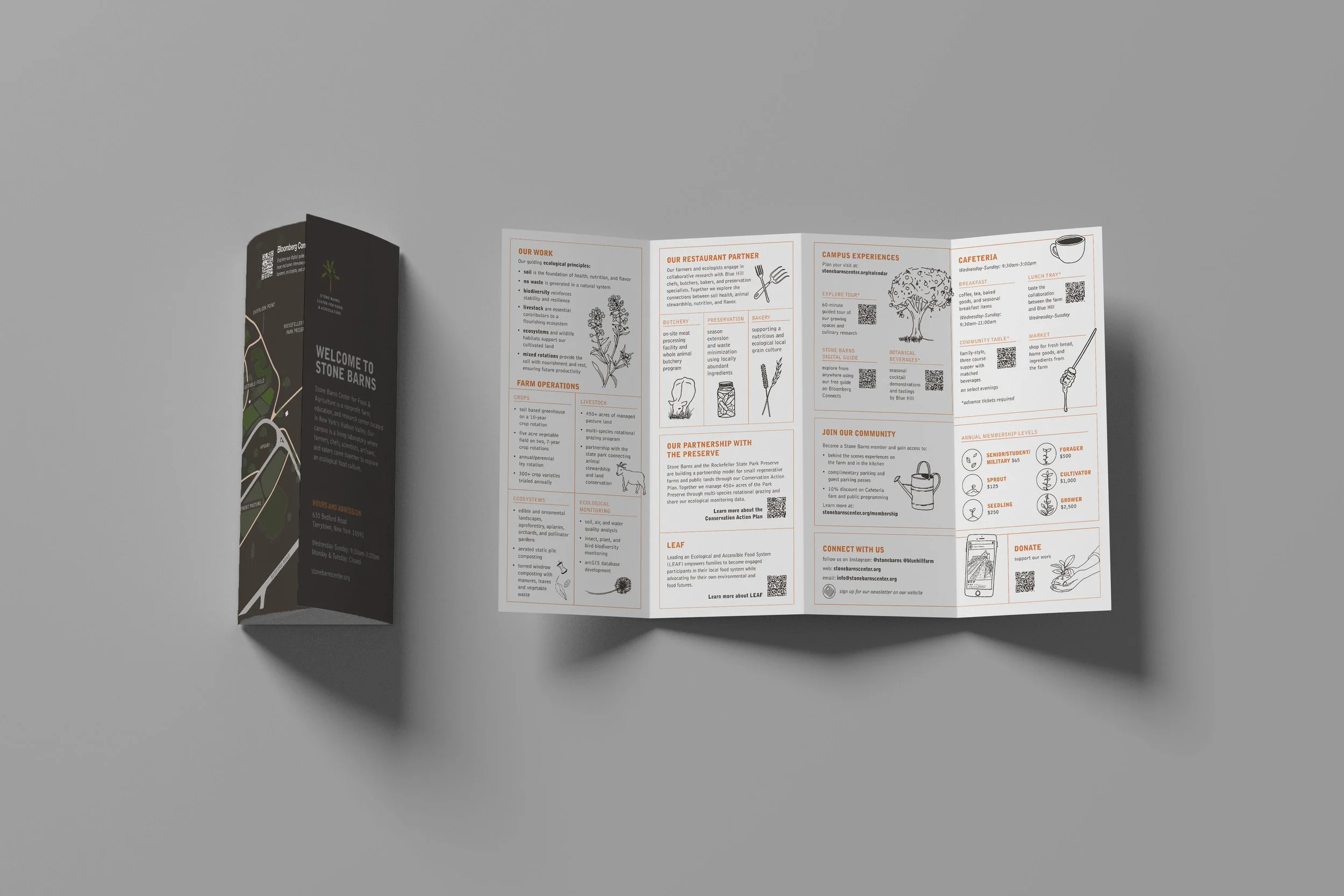 trifold with site map on the front, and info on the property and programming on the back