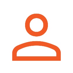 Icon of a person with a circular head and rounded shoulders, outlined in orange. Livewire Government Solutions