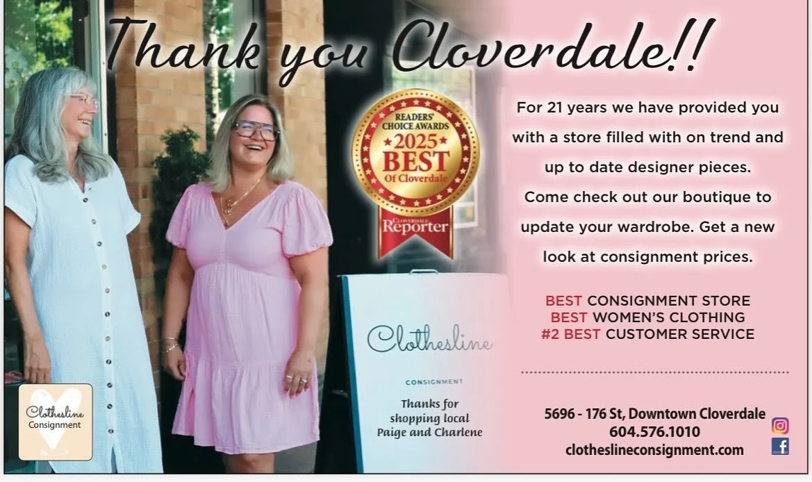 This Thanksgiving weekend we are thankful to our community and customers for your continued support 🤍 once again we were honored to be voted 
🤍best Consignment Store
🩶best Women&rsquo;s Clothing 
🤍#2 Customer Service 
that was put out by the @clo