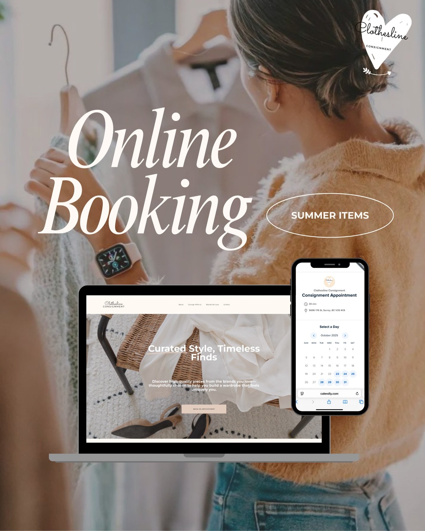 Summer consignments are officially open ☀️

Clear out, refresh your closet, and make space for what&rsquo;s next &mdash; we&rsquo;ll take care of the rest.
Book your appointment online now 🤍

&bull;
&bull;
&bull;
&bull;
&bull;
&bull;
&bull;
&bull;
&