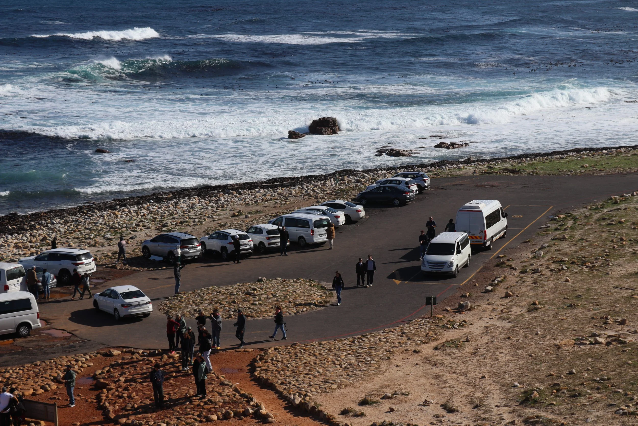 A view of people enjoying the view at the Cape of Good Hope