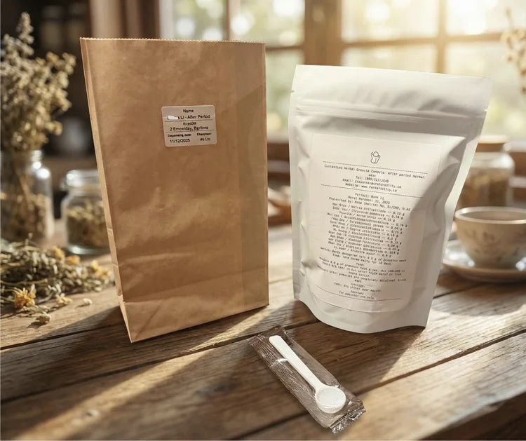 Herbal medicine packaging and granules
